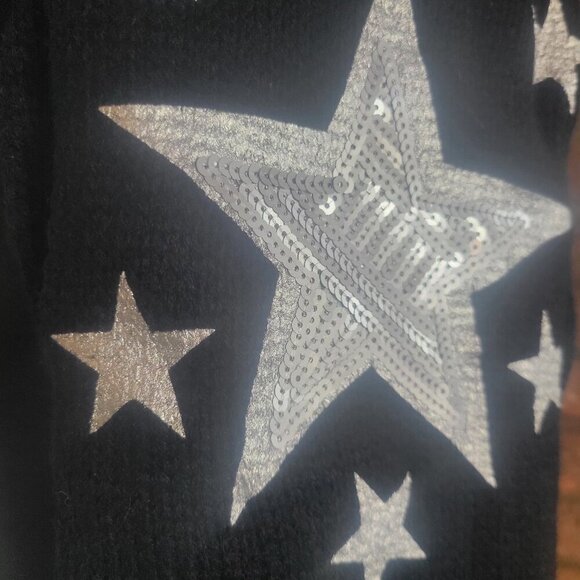 Black and Silver Star Print Scarf/Beanie Set - Picture 2 of 6